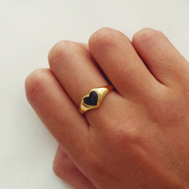Gouden Ring Hart Zwart