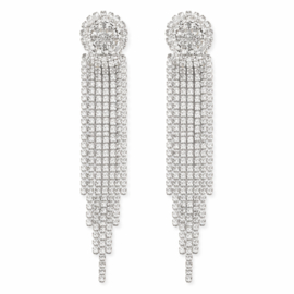 Zilverkleurige strass clipoorbellen met franjes