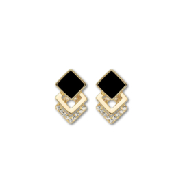 Clip oorbellen black elegance square