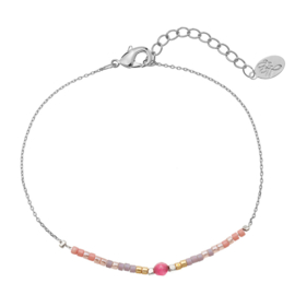 Armband Beads en Stone Roze