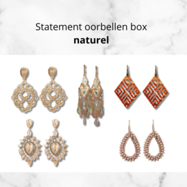 Statement oorbellen box naturel