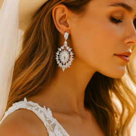 Statement Oorbellen Strass White