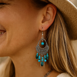 Boho Oorbellen Blauwe Kraaltjes