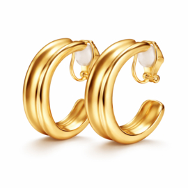 Goudkleurige Clip Oorringen Dik Rond