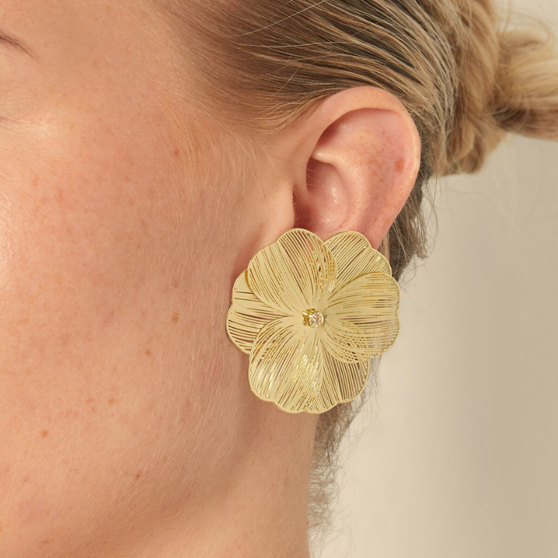 Goudkleurige Oorbellen Floral