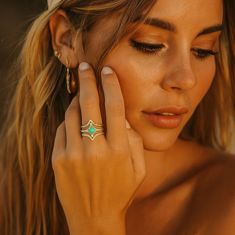 Ring Boho Square Stone Verstelbaar