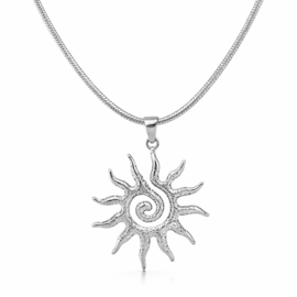 Zon hanger ketting Ibiza stijl  goud- en zilverkleurig