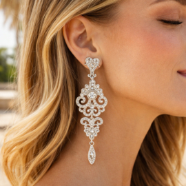 Clipoorbellen filigrain barok met strass