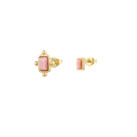 Oorbellenset studs roze steentje