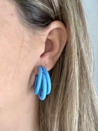 Oorbellen Triple Bar Blauw