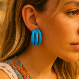 Oorbellen Triple Bar Blauw