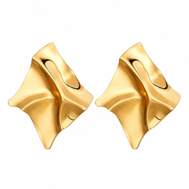 Clip oorbellen Sculptural Wave goudkleurig