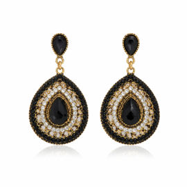 Statement Oorbellen Bohemian Stones Zwart
