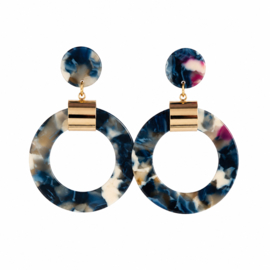 Boho Oorbellen Multicolor Blauw Round