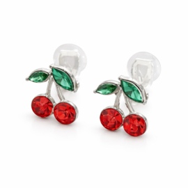 Clipoorbellen met rode kersjes en groene steen