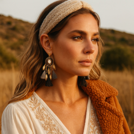 Clip oorbellen boho kwastjes en veren