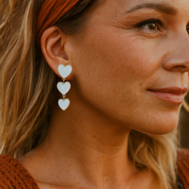 Clip oorbellen triple hearts