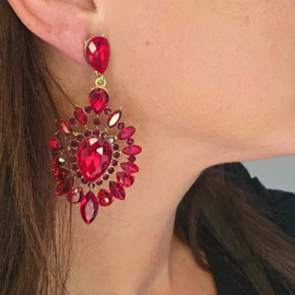Statement Oorbellen Strass Rood