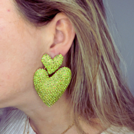 Statement Oorbellen Heart Green