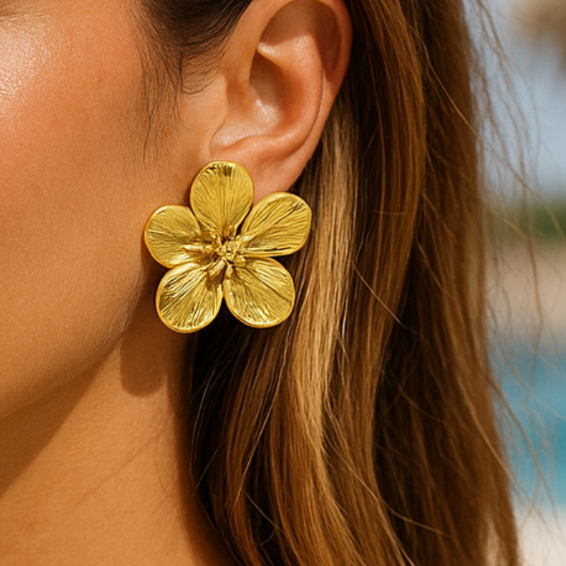 Bloem clip oorbellen