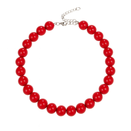 Rode statement ketting met ronde kralen