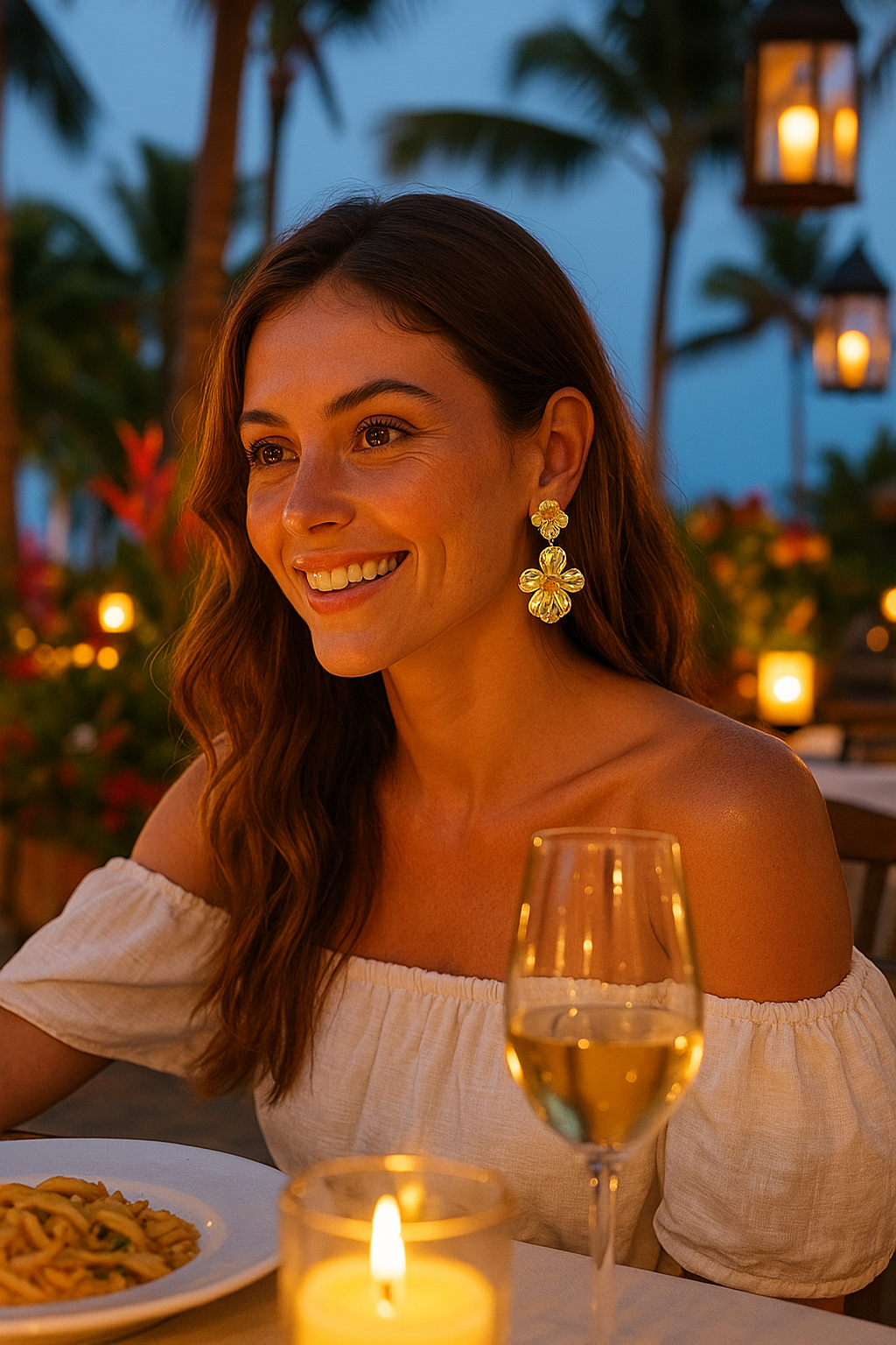 Clip oorbellen met bloemen