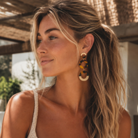 Statement Oorbellen Triple Rounds Bruin