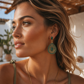 Statement Oorbellen Bohemian Stones Groen