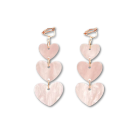 Clip oorbellen pink hearts