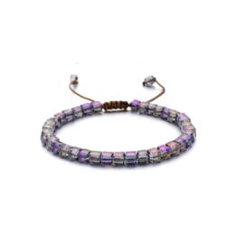 Verstelbaar armbandje square beads paars
