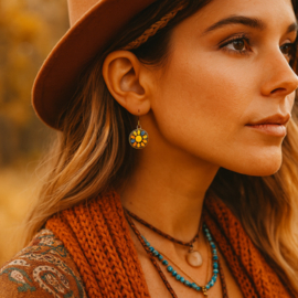 Oorbellen Boho Rounds Small Geel
