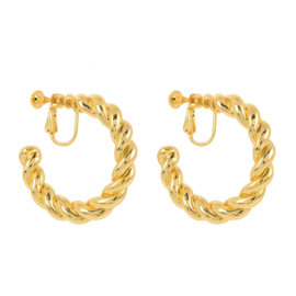Goudkleurige Gedraaide Clip Oorringen – Lichtgewicht