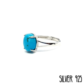 Ring Gemstone Marble Blauw