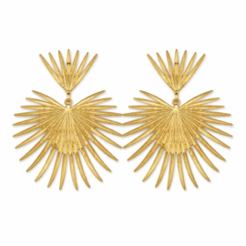 Goudkleurige Clip Oorbellen Sun Statement