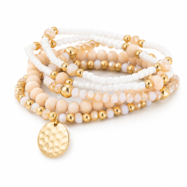 Kralenarmband set Beige Bliss