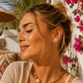 Clip oorbellen Zeester Blauw – Ibiza Look