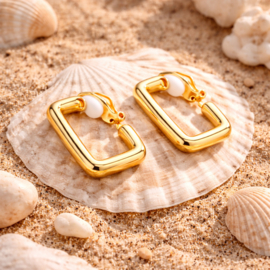 Vierkante Clipoorbellen Minimalistisch