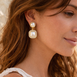 Clipoorbellen met parel & strass