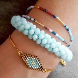 Armbandje Ibiza Ruit Blauw