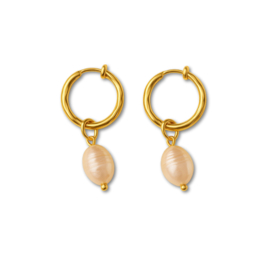 Clip oorbellen met bedel Big Pearl