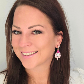 Statement oorbellen Pink Stones