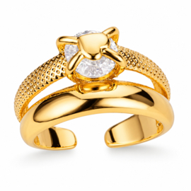Verstelbare ring Double Sparkle