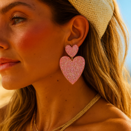 Statement Oorbellen Heart Pink