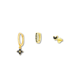 Earparty zwarte steentjes