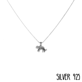 Zilveren Ketting met hanger Luipaard