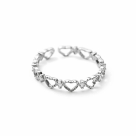 Verstelbare ring Hartjes Rij – subtiel & elegant