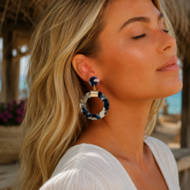 Boho Oorbellen Multicolor Blauw Round