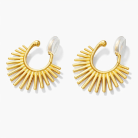 Goudkleurige Clip Oorbellen Sunburst