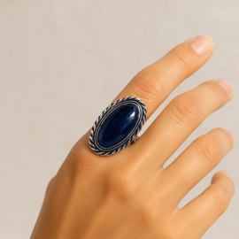 Ring Gemstone Donkerblauw