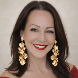 Goudkleurige statement clipoorbellen met bloembladen